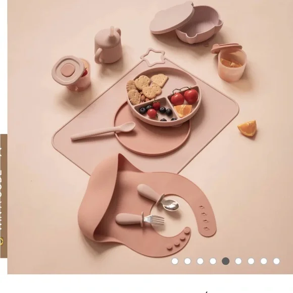 Moonkie First Bites Set.Baby feeding items. Bib/Plate/Utensils/ Cup …. NWT